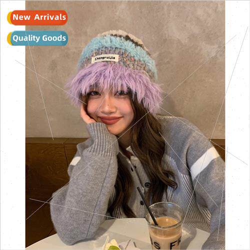 Color system good love Korea girls warm fufu wool knted wool