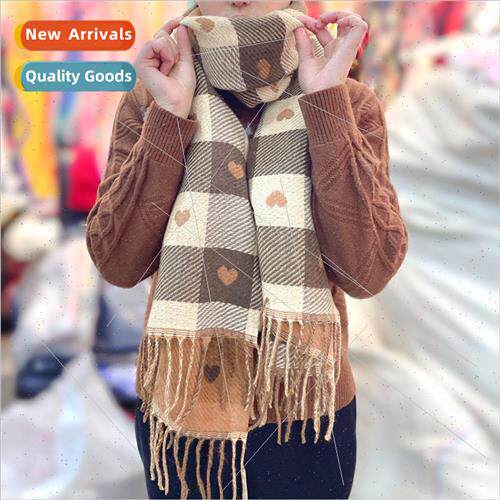 Winter scarf female faux cashmere double-sided plaid love li