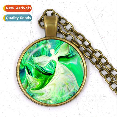 Unicorn horse glass dome cabochon pendant necklace girls jew
