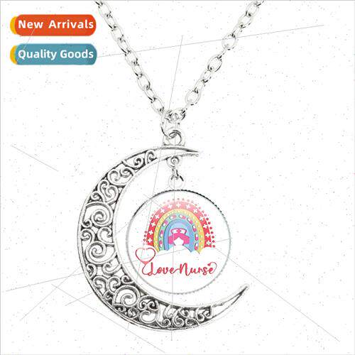 New Nurse Doctor Ribbon Quote Dome Glass Round Pendant Moon