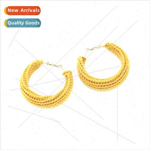 Personalized fall winter handmade knted wool circle earrings