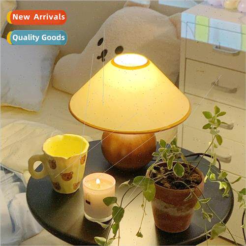 American retro dark wood ball ins fabric table lamp bedroom