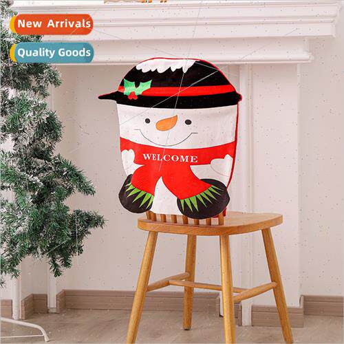 Christmas cartoon snowman old man chair cover restaurant tab