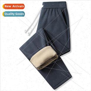 Rocker fleece pants men fall winter tide padded bunched feet