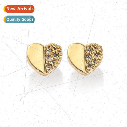 s925 silver pin rose gold heart earrings gold color cold win