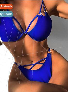 Womens steel brace solid color separates swimsu sexy bikini