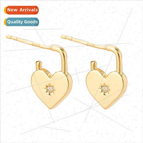 s925 silver needle peach heart earrings love Korea female fa