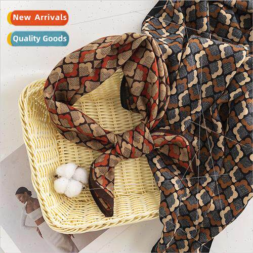 New plaid printed small square scarf female fashion commuter