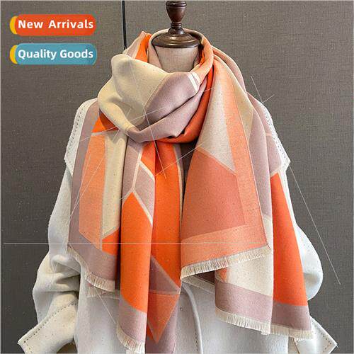 Scarf female autumn winter Korea  hundred wh color blocking