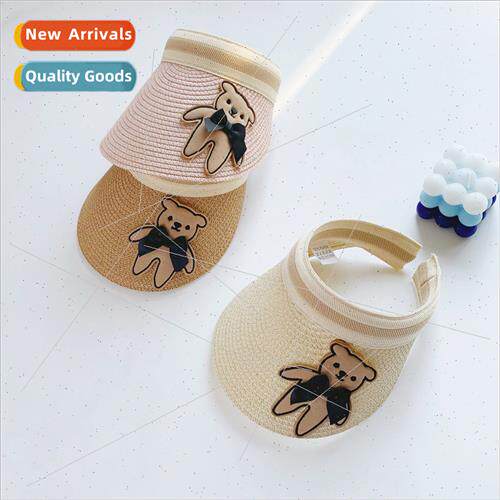 Cartoon bear children straw hat summer hollow top baby sun h