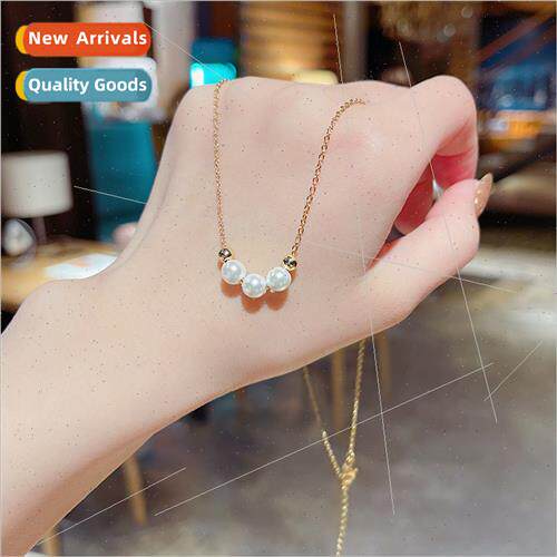 Three pearls necklace women 2022 new simple niche accessorie