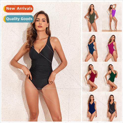 2023 Europe Solid Color One Piece Slim F Bikini Swimsu Sexy