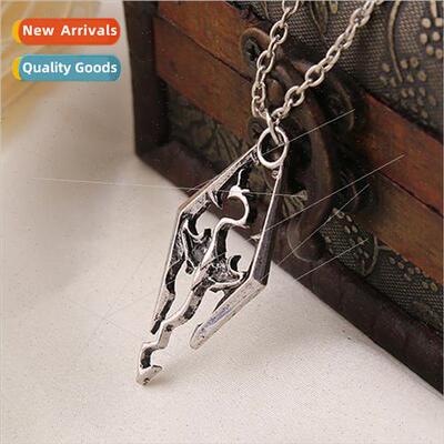 Elder Scrolls logo Skyrim dinosaur pendant necklace Europe U