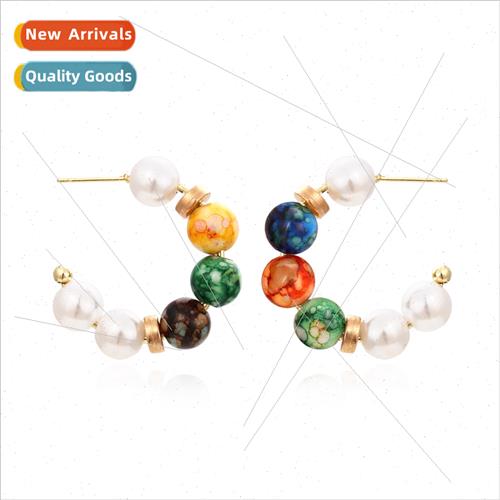 New simple geometric C-shaped alloy plating earrings retro f