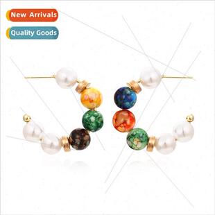 New simple geometric C-shaped alloy plating earrings retro f