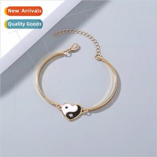 taiji black bracelet shaped simp elbow round metal Heart whe