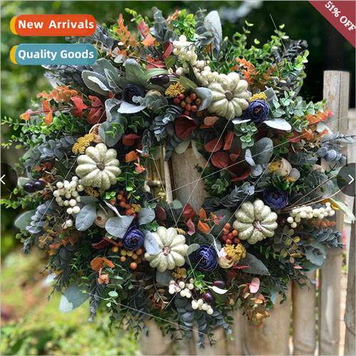 Autumn Eucalyptus Colorful Pumpkin Wreath fallautumnpumkingw