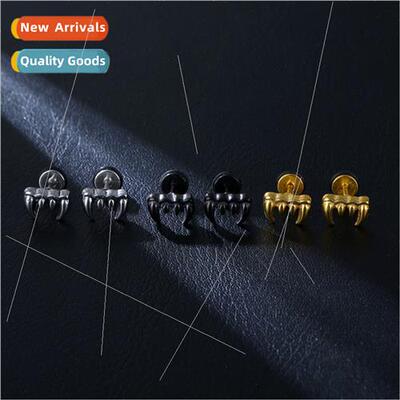 Europe Women Bat Earrings Men Tanium Steel Hip Hop Earrings