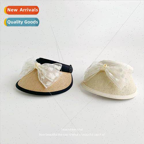 Children hollow top sun hat summer girls lace bow baby outin