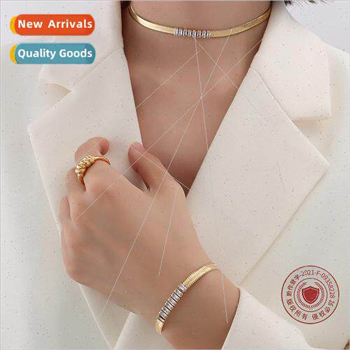 Blade Chain Articulated Square Zirconia Diamond Tanium Neckl