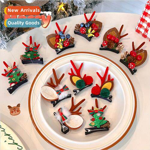 new Christmas hair accessories hair clips girl heart antlers