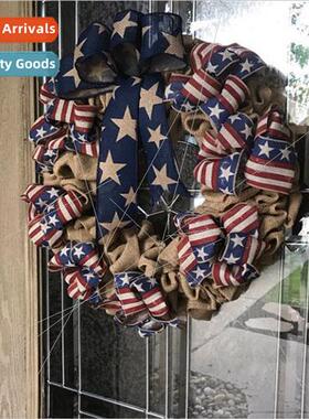 2021 USA  Day Independence Day Wreath 30CM Door Hanging Home