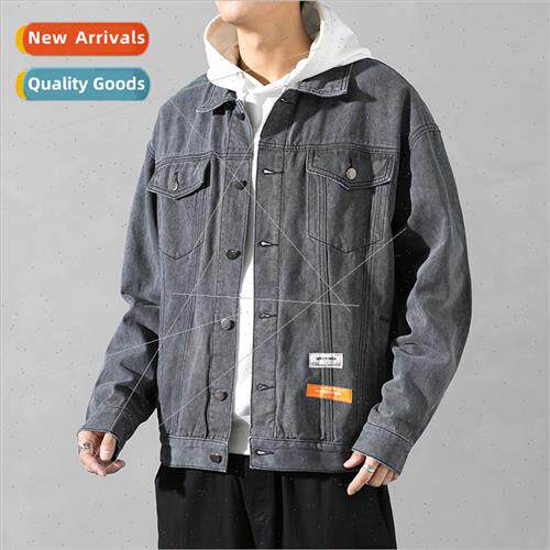 2022 new denim jacket men spring autumn  gradient color retr