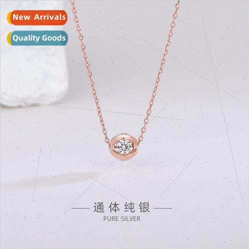 s925 silver Korea round zirconia necklace niche minimalist g
