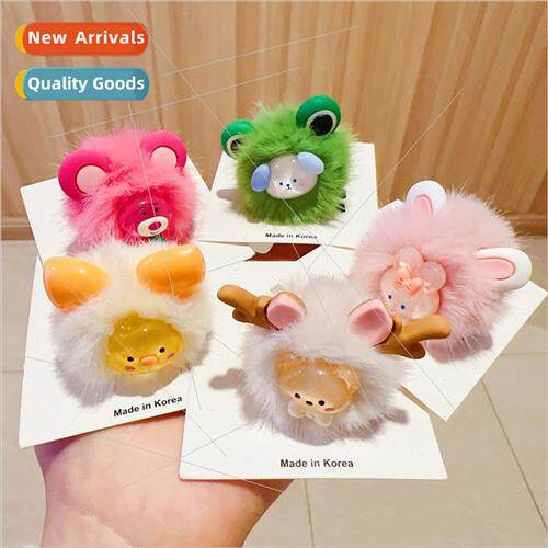 Autumn winter new cartoon animal plush hair clips ltle girl