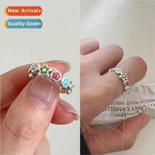 colorful small flowers New ring enamel open fem Koreaflowers