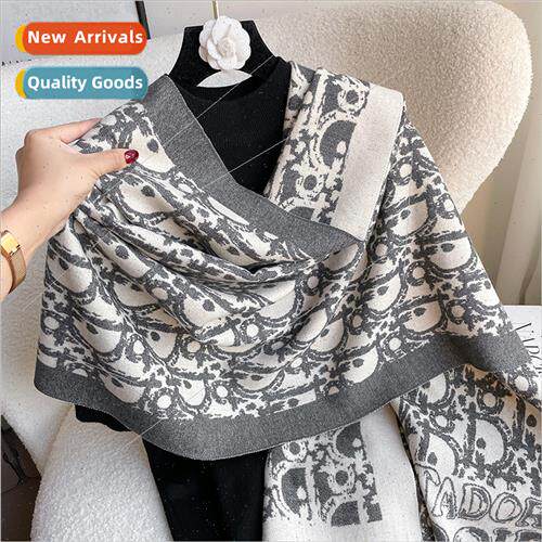 Letter D double-sided imation cashmere scarf female winter E