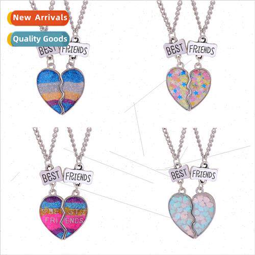 letters BEST FRIENDS good friends necklace gradient color BF