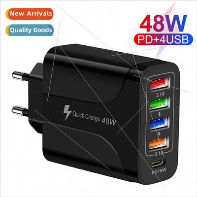 4USB+Type-c cell phone charger PD18W 5-in-1 charging head 48