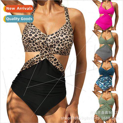 2023 One-piece Swimsu Europe Leopard Patchwork One-piece Cro