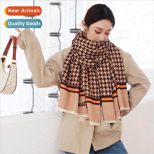 Korea  new fall winter warm birds check scarf female double-