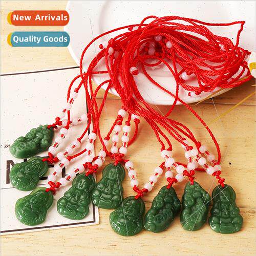 Buddha Guanyin rock brave red rope braided necklace imation