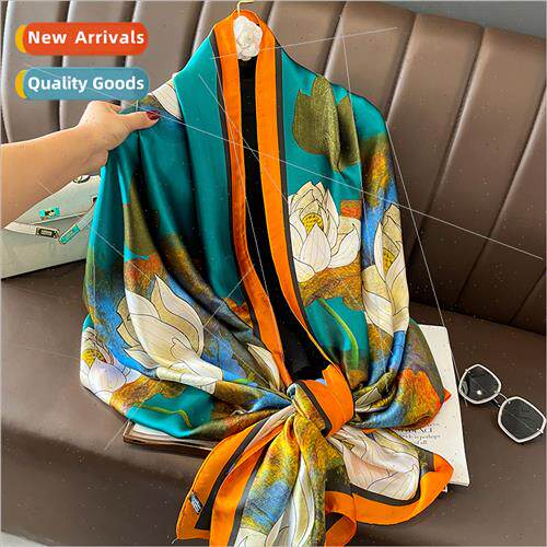 Chinese retro lightweight thin lotus simulation silk large l