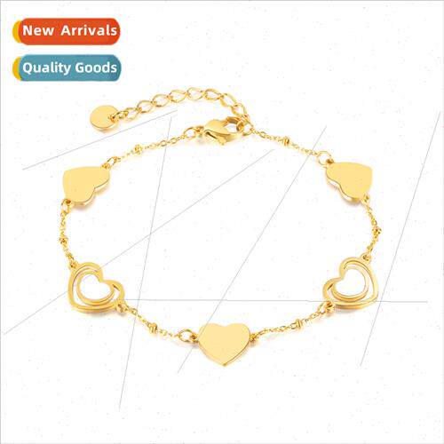 che mple Versatile Peach Heart Love Stainless Steel Bracelet