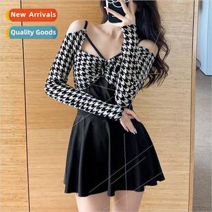 one piece two Swimsu belly dress conservative female