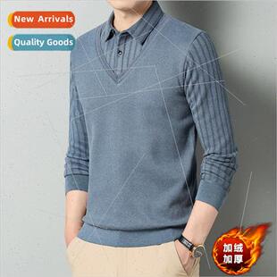 lapel fal winter sweater padded sleeved long new 2022 Men