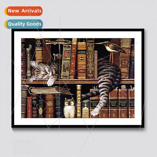 Diamond painting cross stch new modern Europe bookshelf lazy