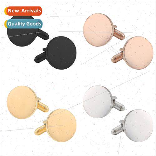 Round Stainless Steel Polished Cufflinks Tanium Steel Mirror