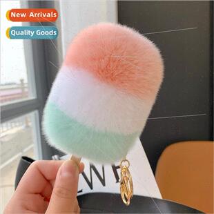 bag car hair plush cute charm cream ice colorful rabb Otter