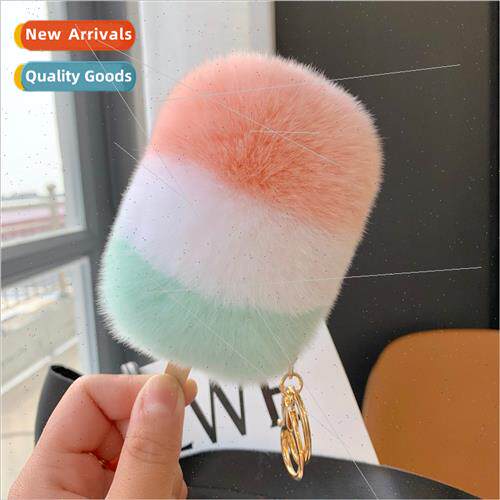Otter rabb hair colorful ice cream bag charm cute plush car