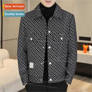 check jacket tweed lapel jacke youth kilobird striped Men