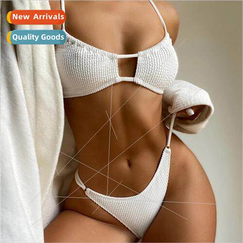 2023 Europe Womens Spl Swimsu Solid Color Halter Sexy Thong