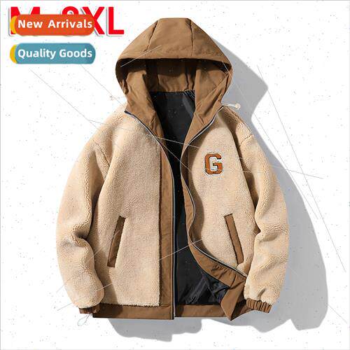 Lambswool cotton jacket men winter new American- padded thic