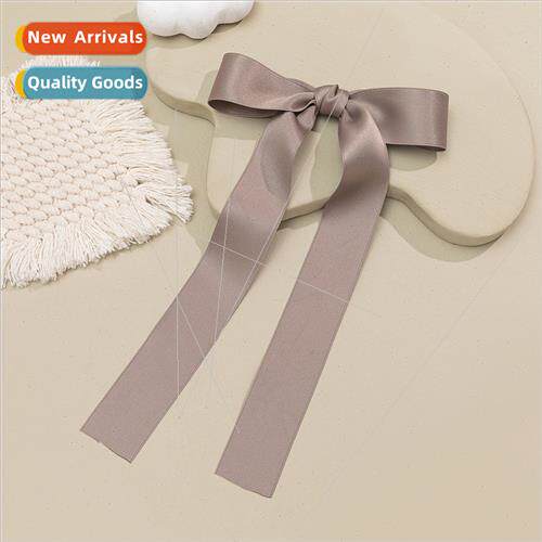 Solid-coloured bow ribbon hair clips Korea girls ins large b