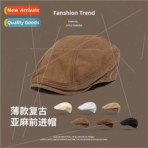 Retro ward cap men women linen Japan duck tongue hat spring