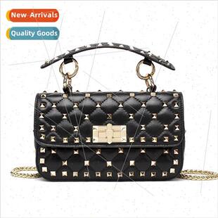 2023 new soft women square bag small Sheepskin rivets